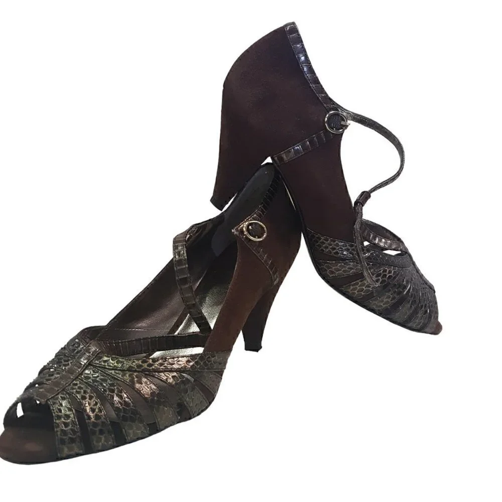 I-N-C PEEP TOE SUEDE PUMPS SIZE 8